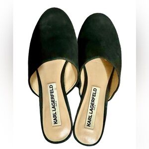 Karl Lagerfeld black Royce Round Toe Suede Mules